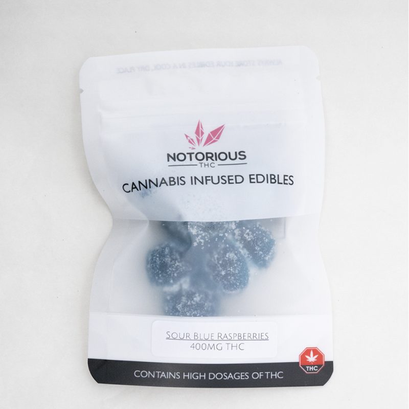 notorious gummies sour blue raspberries 400mg updated sticker