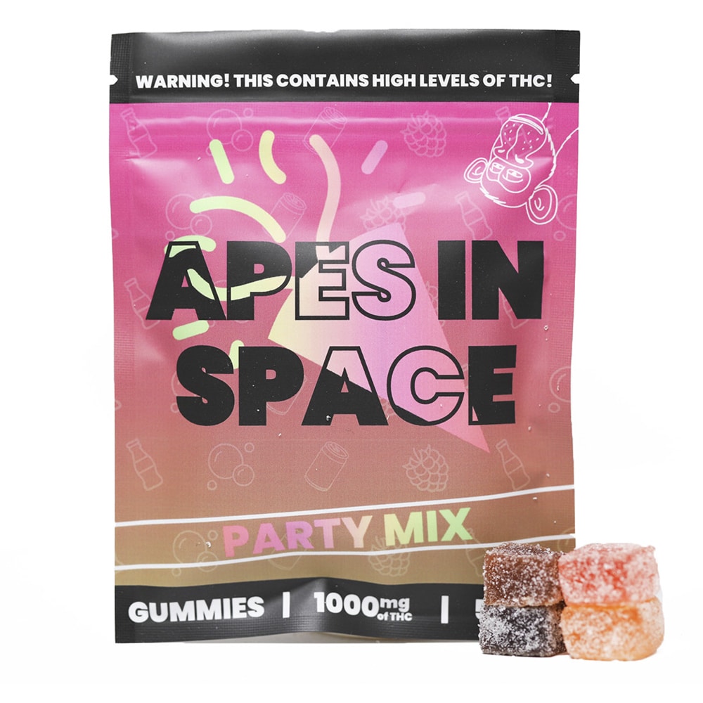 buy-weed-online-dispensary-edibles-apes-in-space-party-mix.jpg Apes In Space - Party Mix Gummies - 1000 MG THC - Image 1