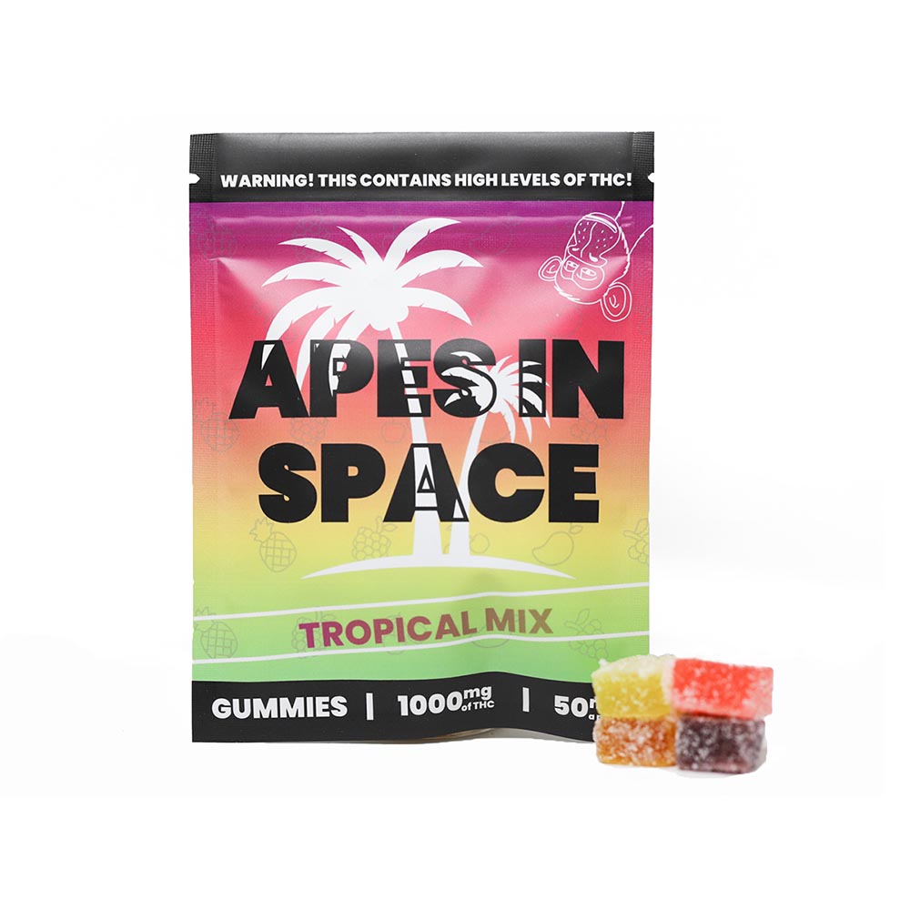 APES-IN-SPACE-TROPICAL-MIX-done.jpg Apes In Space - Tropical Mix Gummies - 1000 MG THC - Image 1